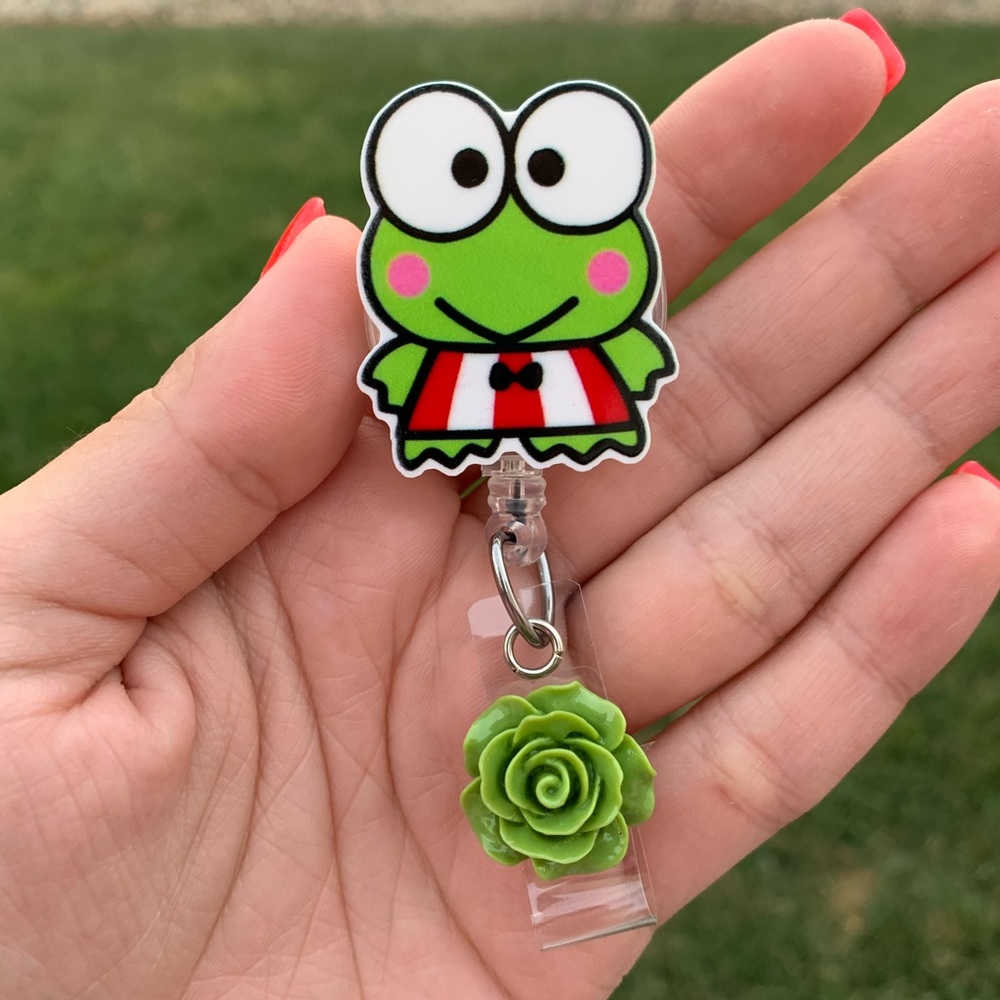 Keroppi Badge Reel Retractable ID Holder Cute Funny Sanrio Hello Kitty Nurse